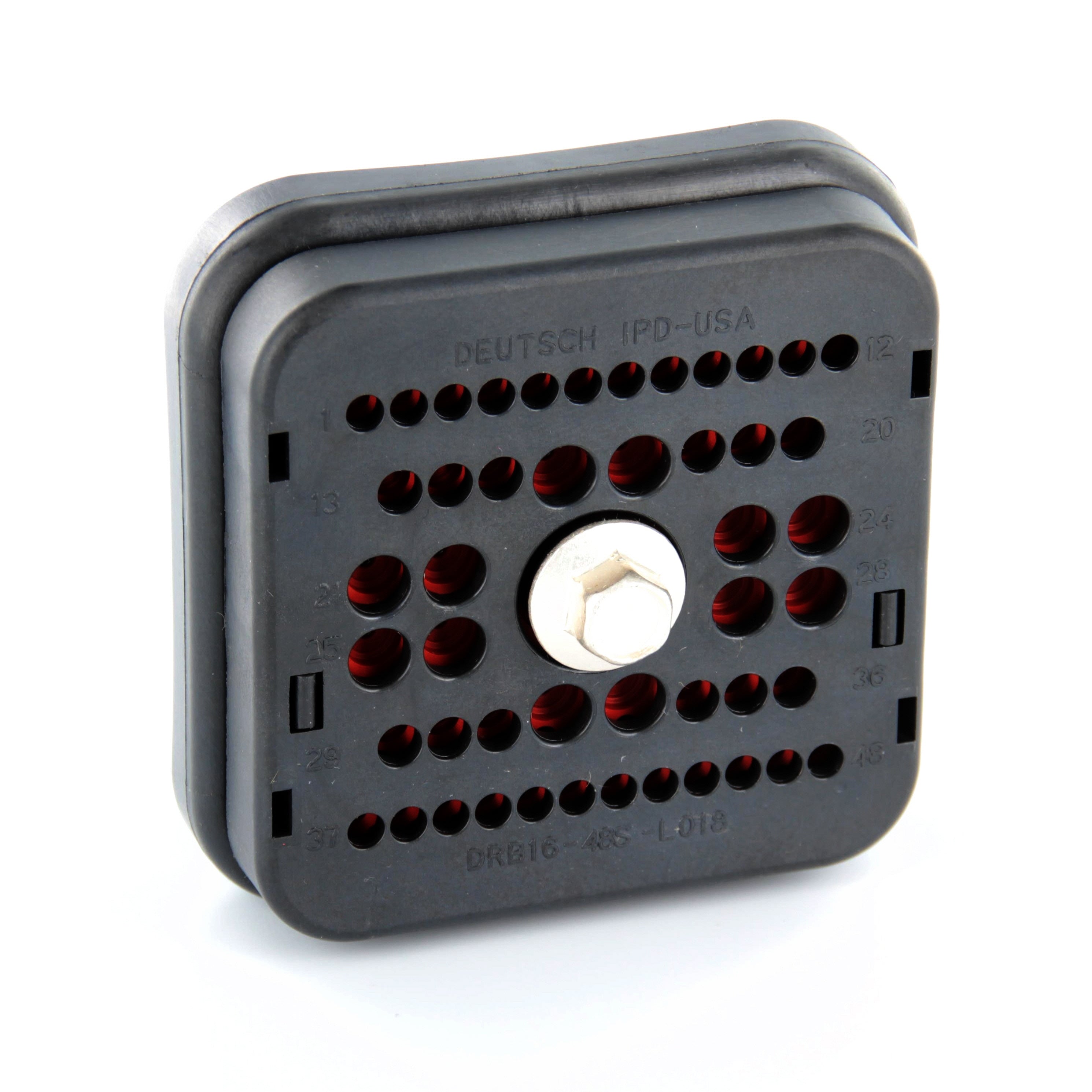 DRB16-48SAE-L018 - 48 Socket Plug - Wire Router, Flange, E Seal, A Key, Black - Deutsch DRB Series