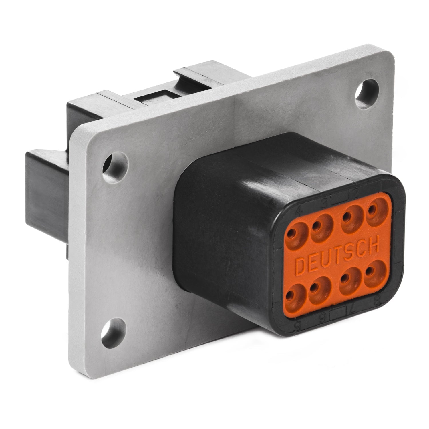 DT04-08PB-L012 - DT Series - 8 Pin Receptacle - B Key, Flange, Black