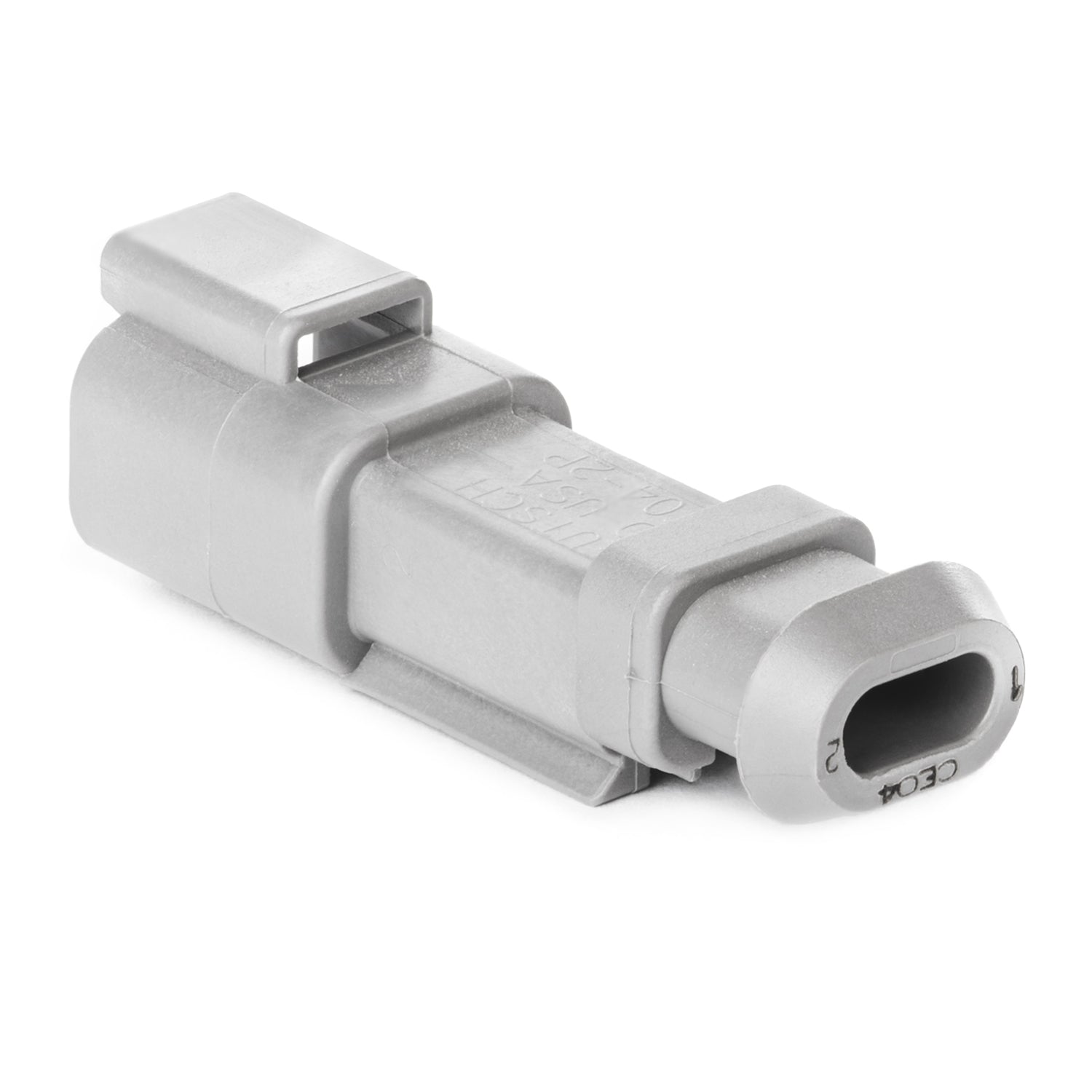 DT04-2P-CE04 - DT Series - 2 Pin Receptacle - Reduced Dia. Seals, Shrink Boot Adapter, Gray