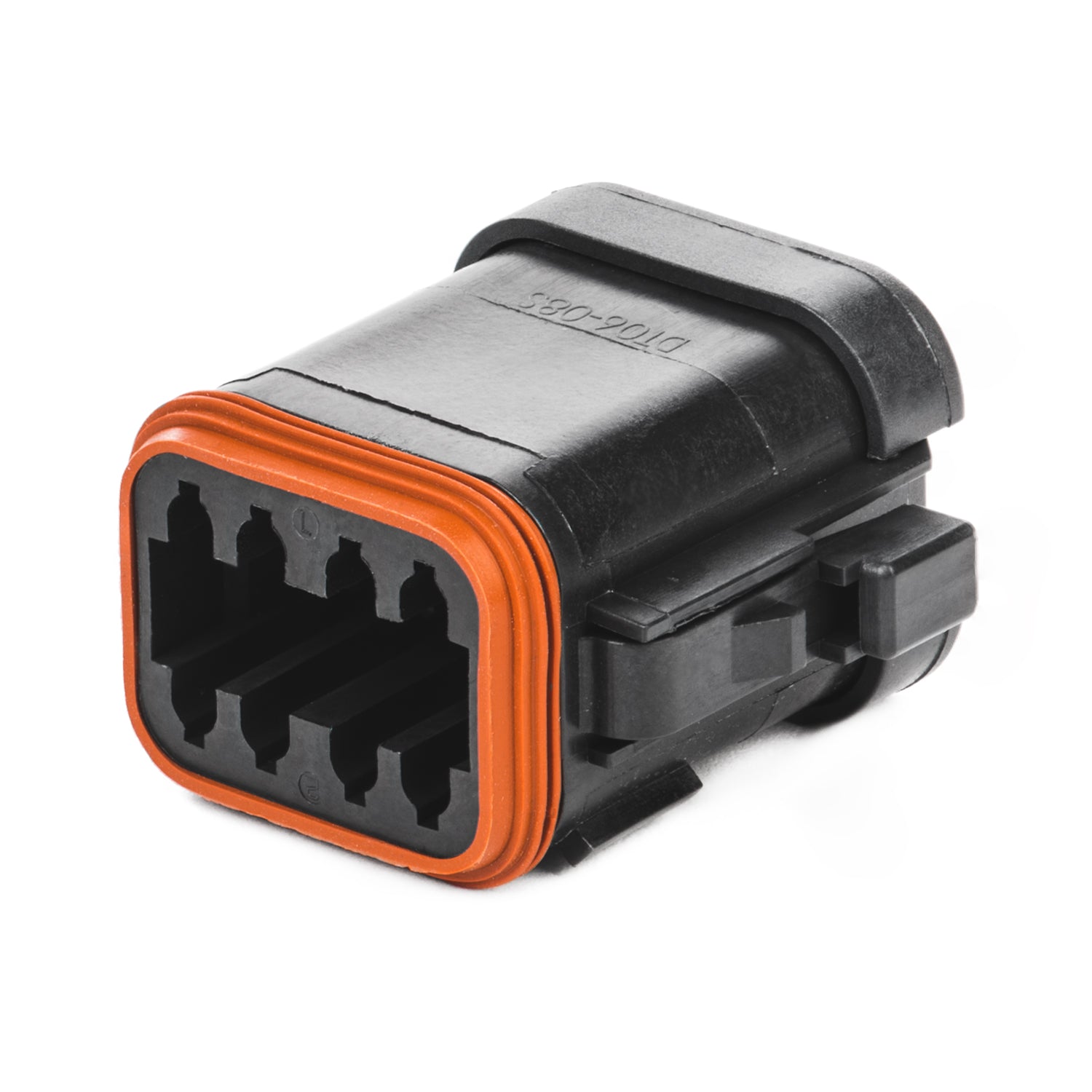 DT06-08SA-CE11 - DT Series - 8 Socket Plug - A Key, Enhanced Seal Retention, Reduced Dia. Seals, End Cap, Black