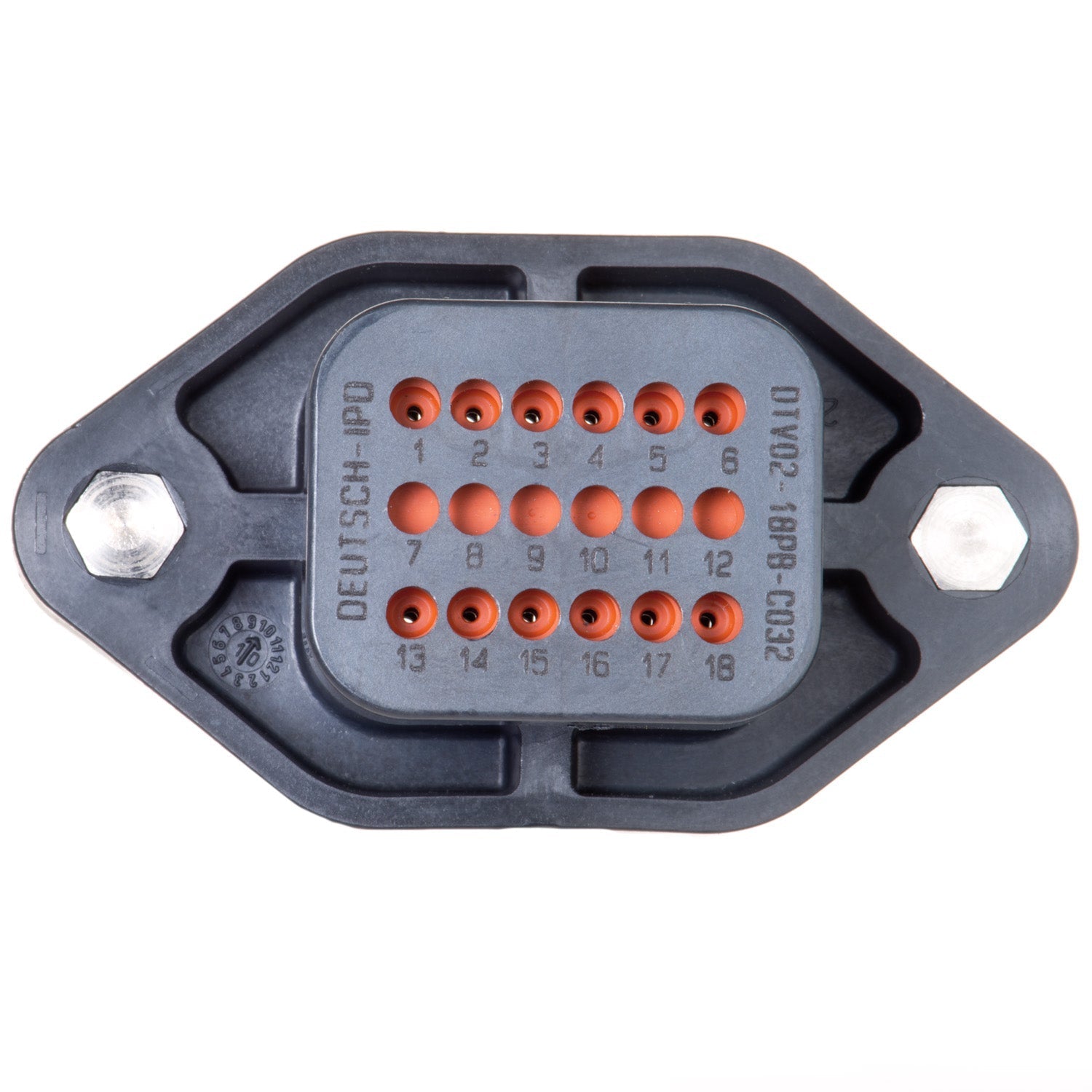 DTV02-18PB-C032 - 18 Pin Receptacle - B Key, Cavities 7-12 Blocked, Black - Deutsch DTV Series