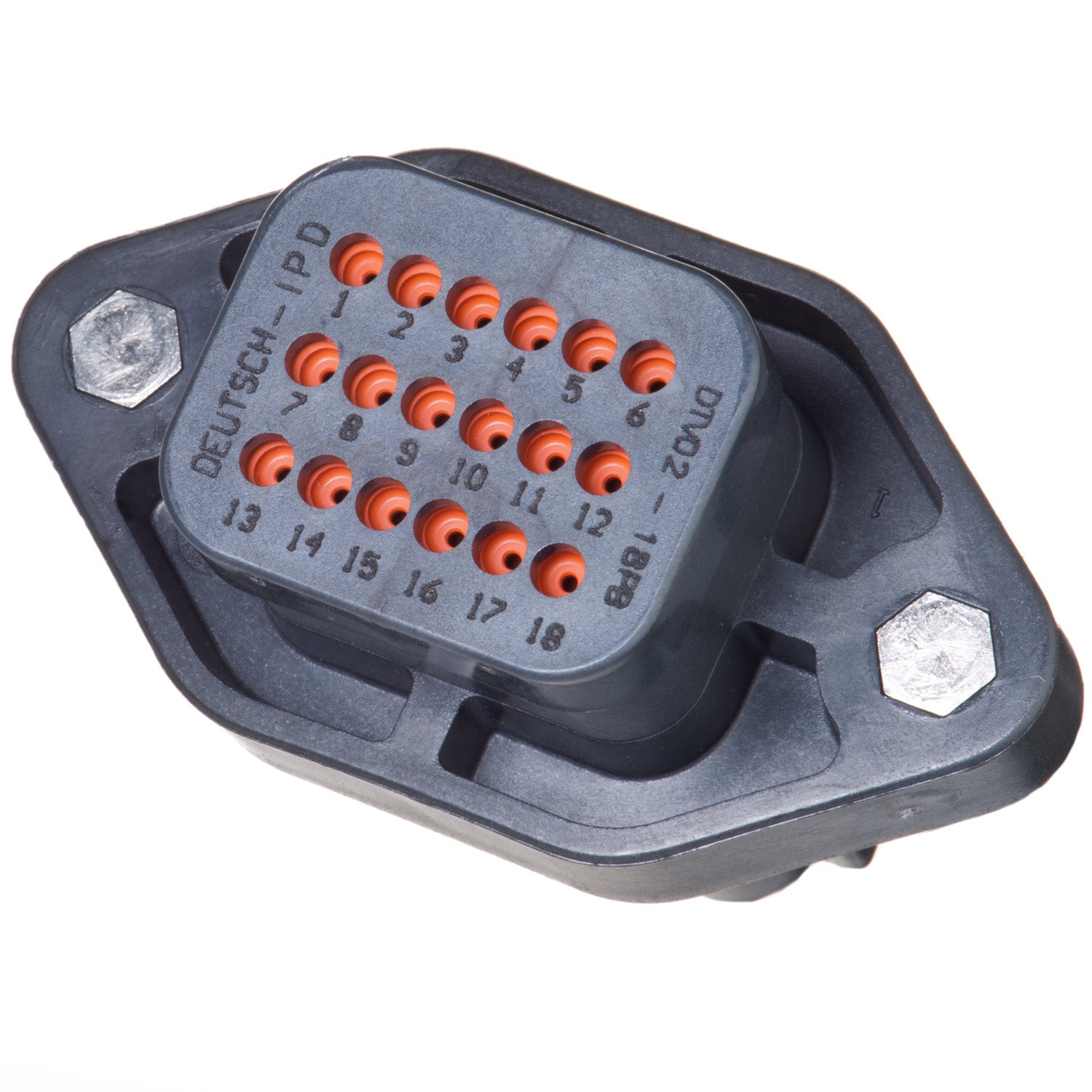 DTV02-18PB - 18 Pin Receptacle - Sealed Flange, B Key, Black - Deutsch DTV Series