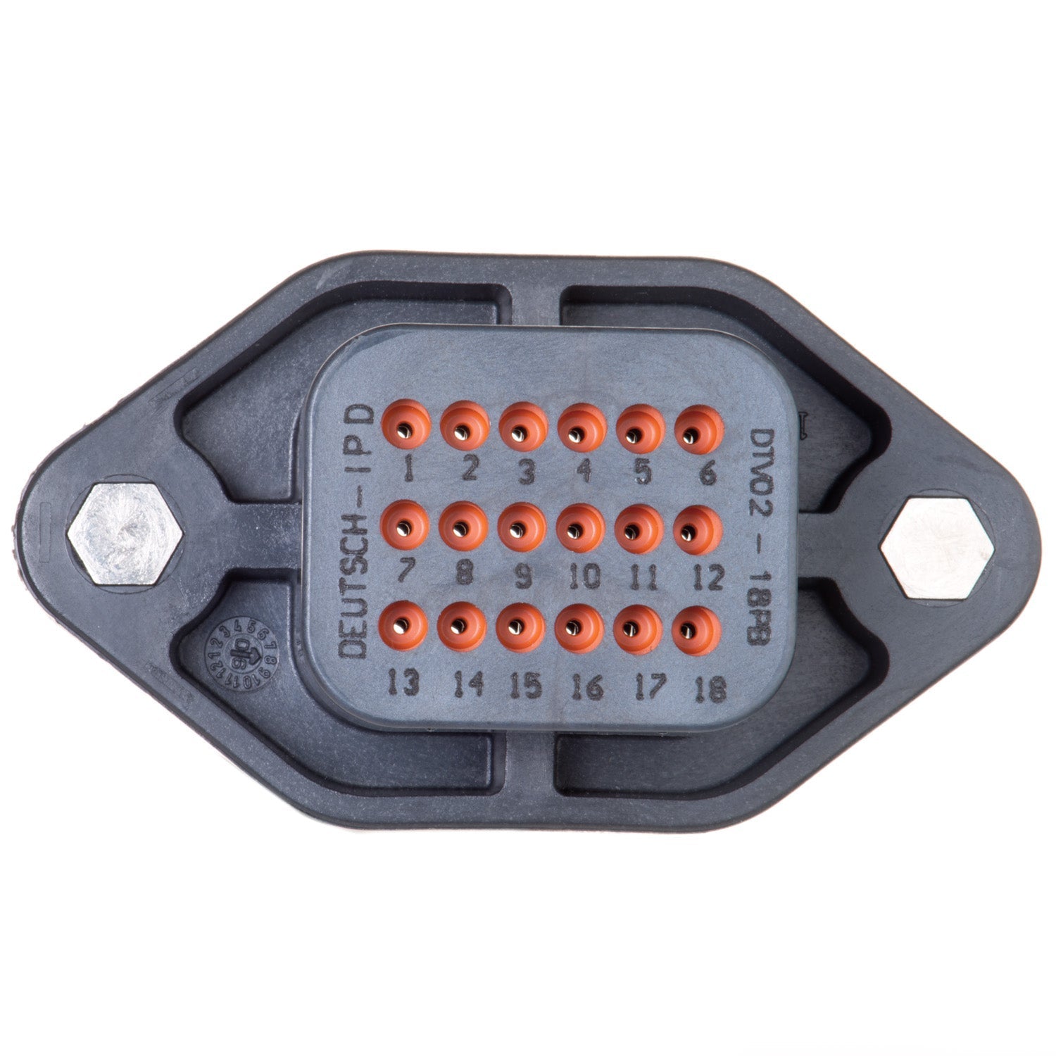 DTV02-18PB - 18 Pin Receptacle - Sealed Flange, B Key, Black - Deutsch DTV Series
