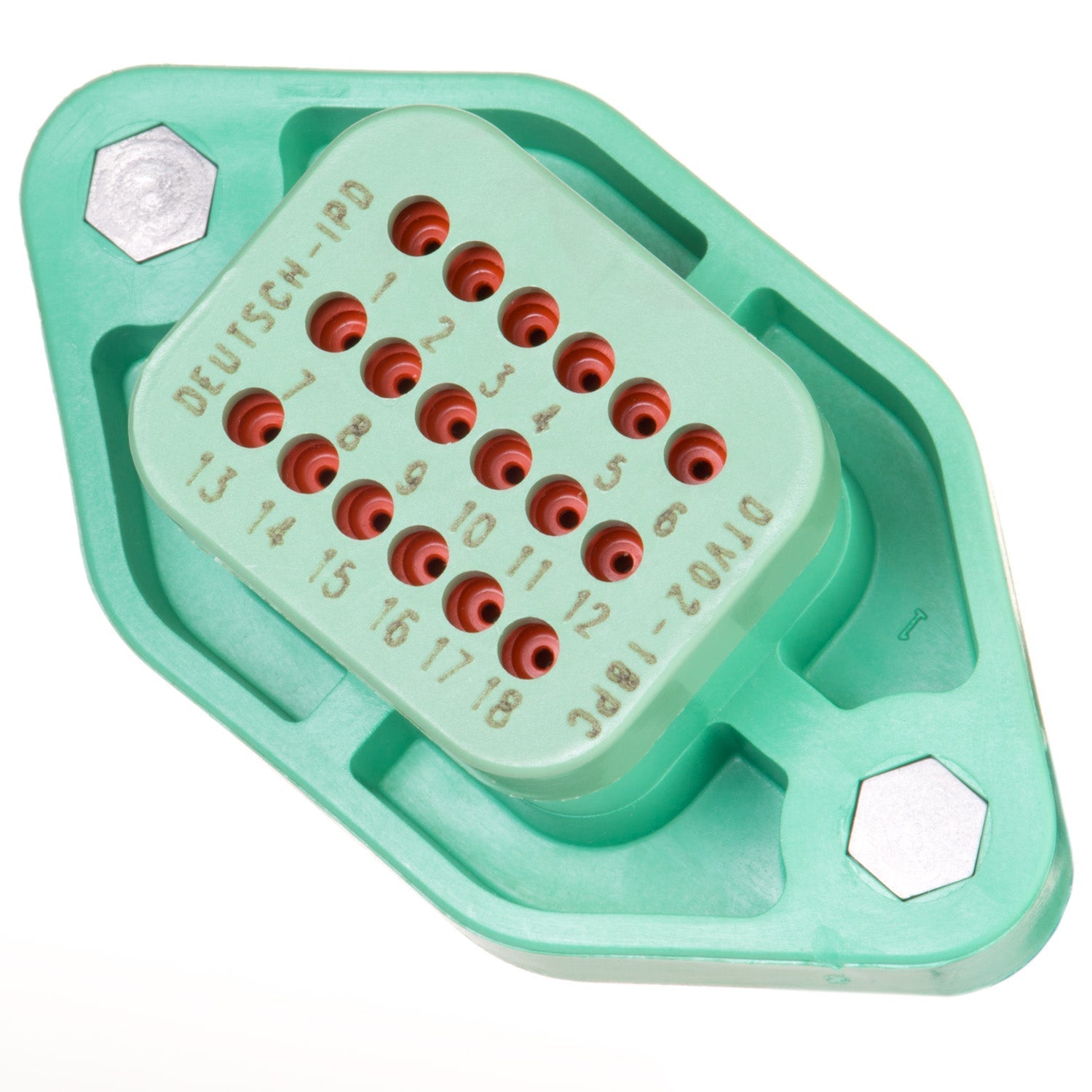 DTV02-18PC - 18 Pin Receptacle - Sealed Flange, C Key, Green - Deutsch DTV Series