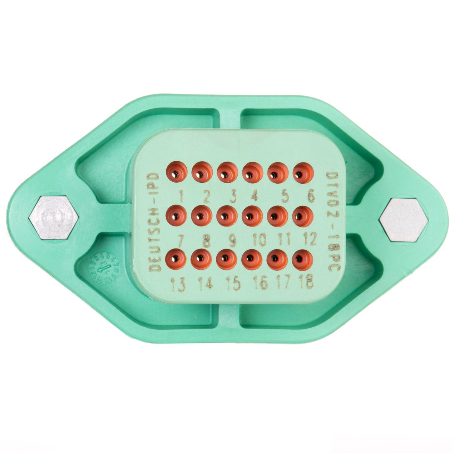 DTV02-18PC - 18 Pin Receptacle - Sealed Flange, C Key, Green - Deutsch DTV Series