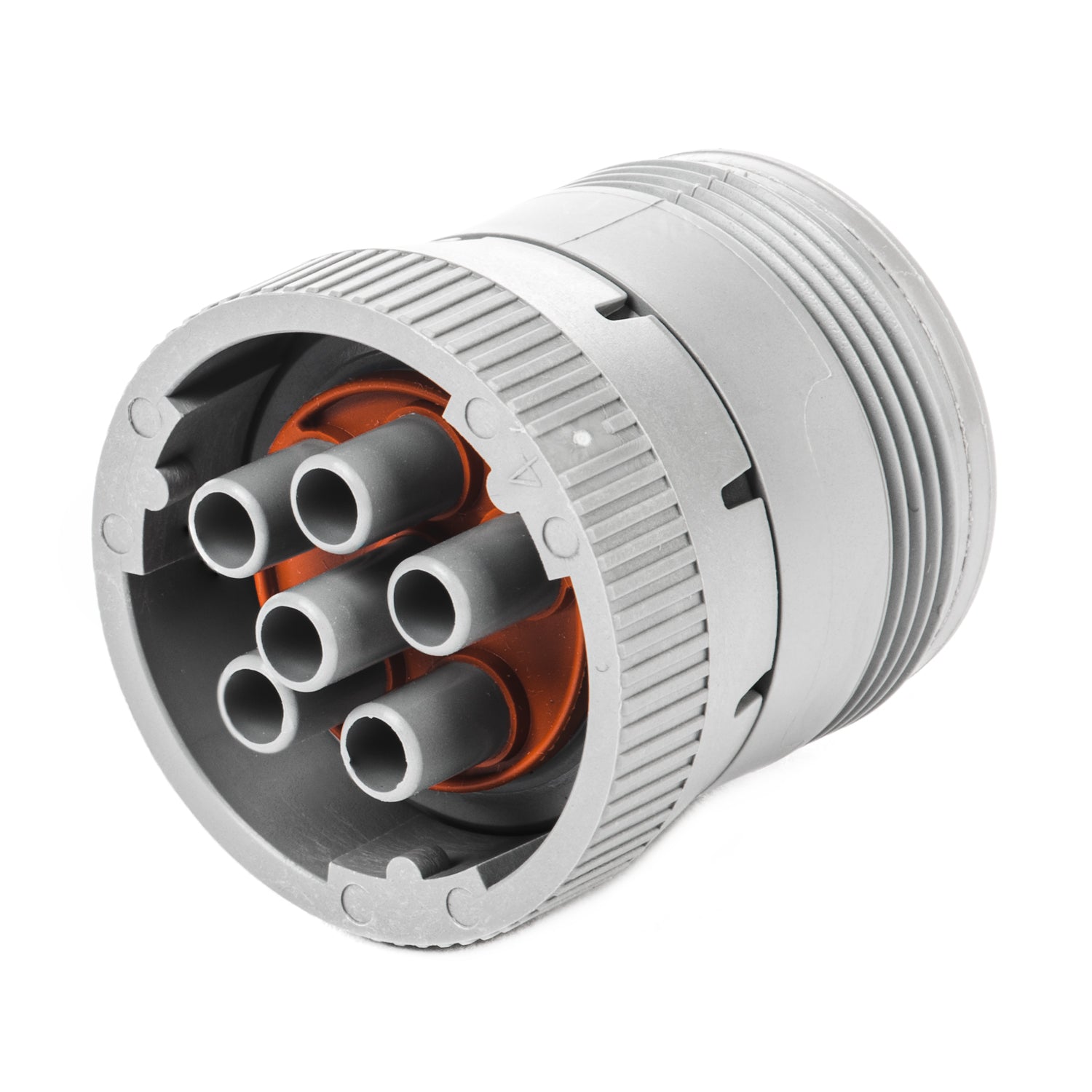 HD16-6-12S-B010 - HD10 Series - 6 Socket Plug - Non-Threaded Rear, With Coupling Ring, Gray