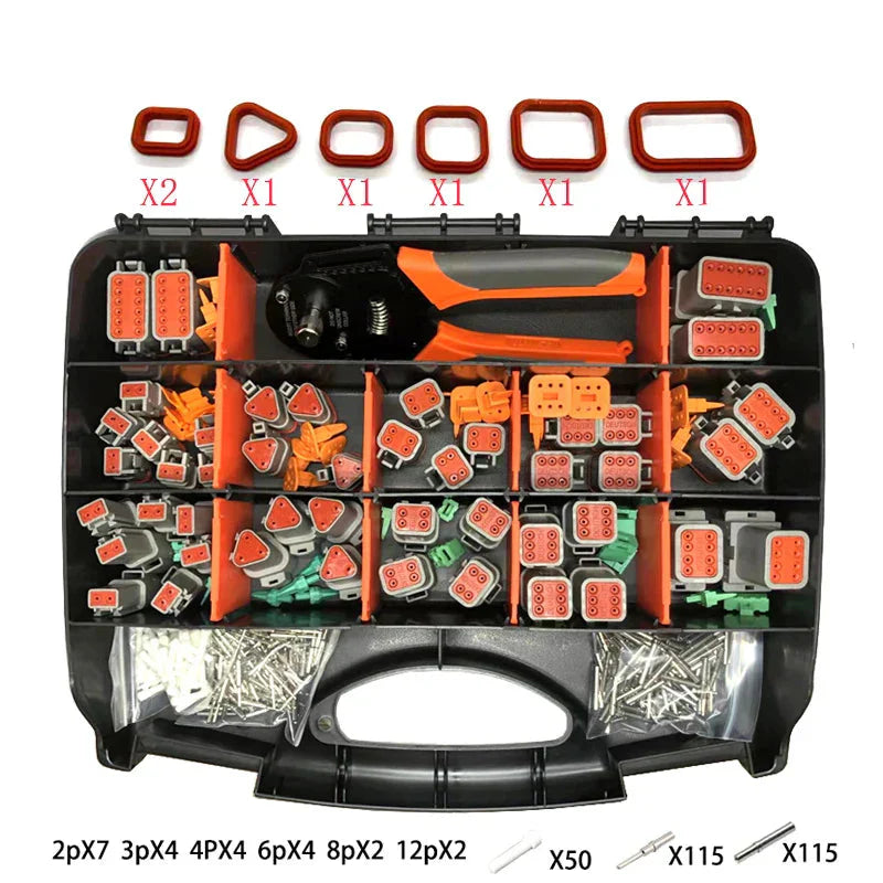 321PCS Deutsch DT Series Waterproof Connector Kit – DT06-2/3/4/6/8/12S & DT04-2/3/4/6/8/12P with Terminals Repair Tool Box
