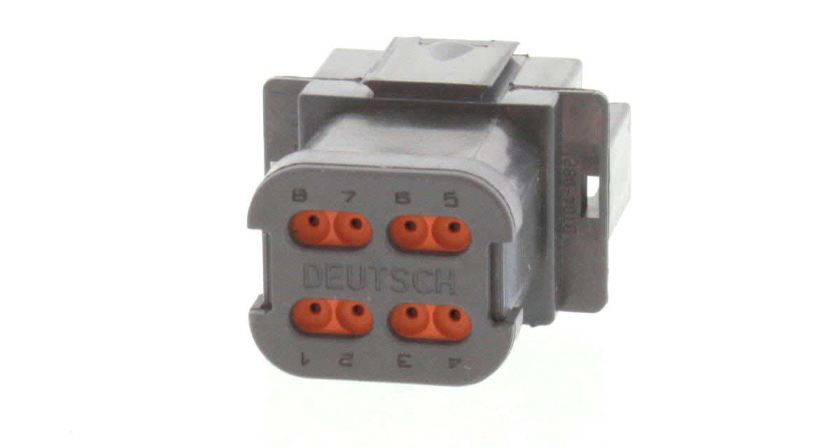 DT04-08PB-E003 - DT Series - 8 Pin Receptacle -  B Key , In-line - End Cap, Black