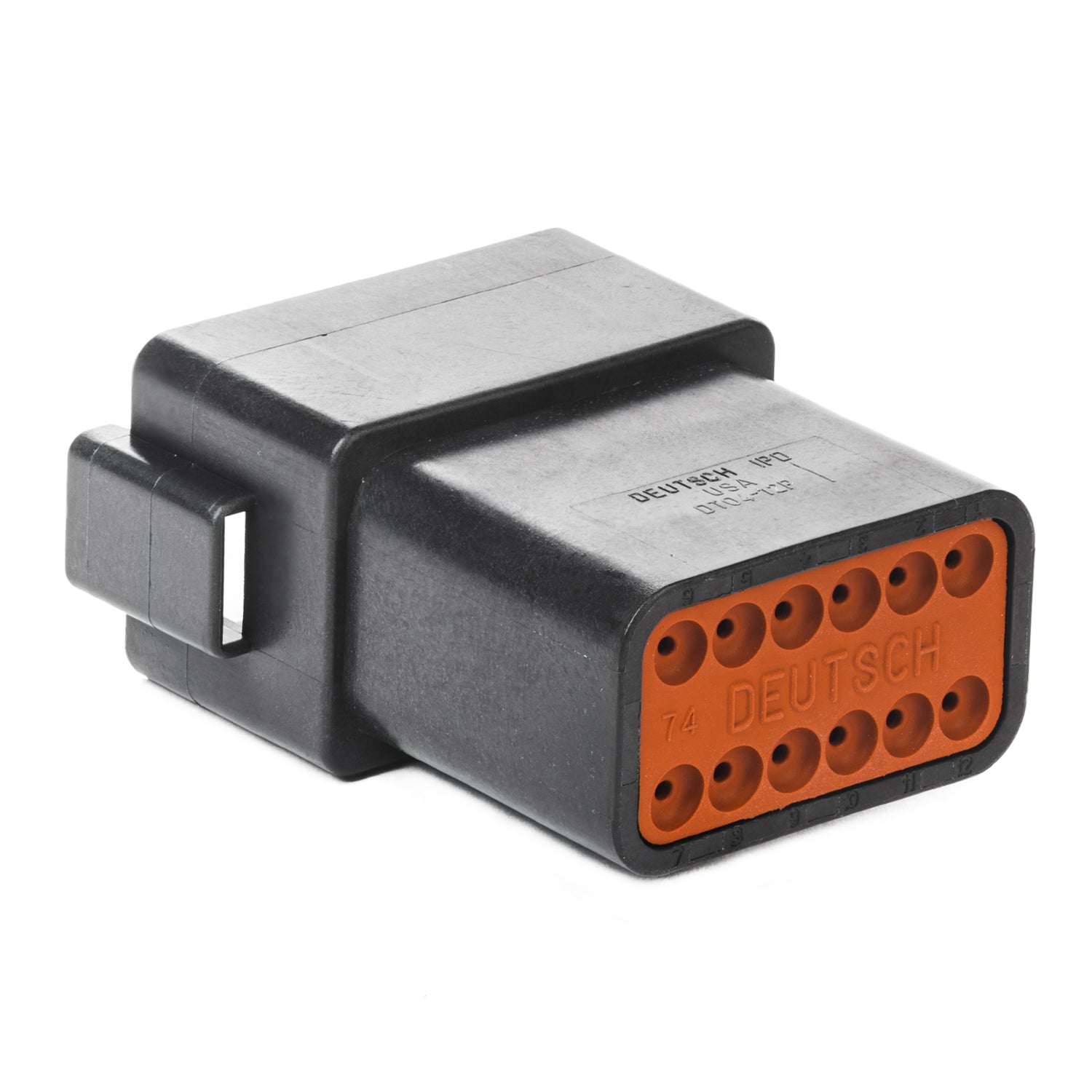 DT04-12PA-CE02 - DT Series 12 - Pin Receptacle - Reduced Dia. Seal -Black