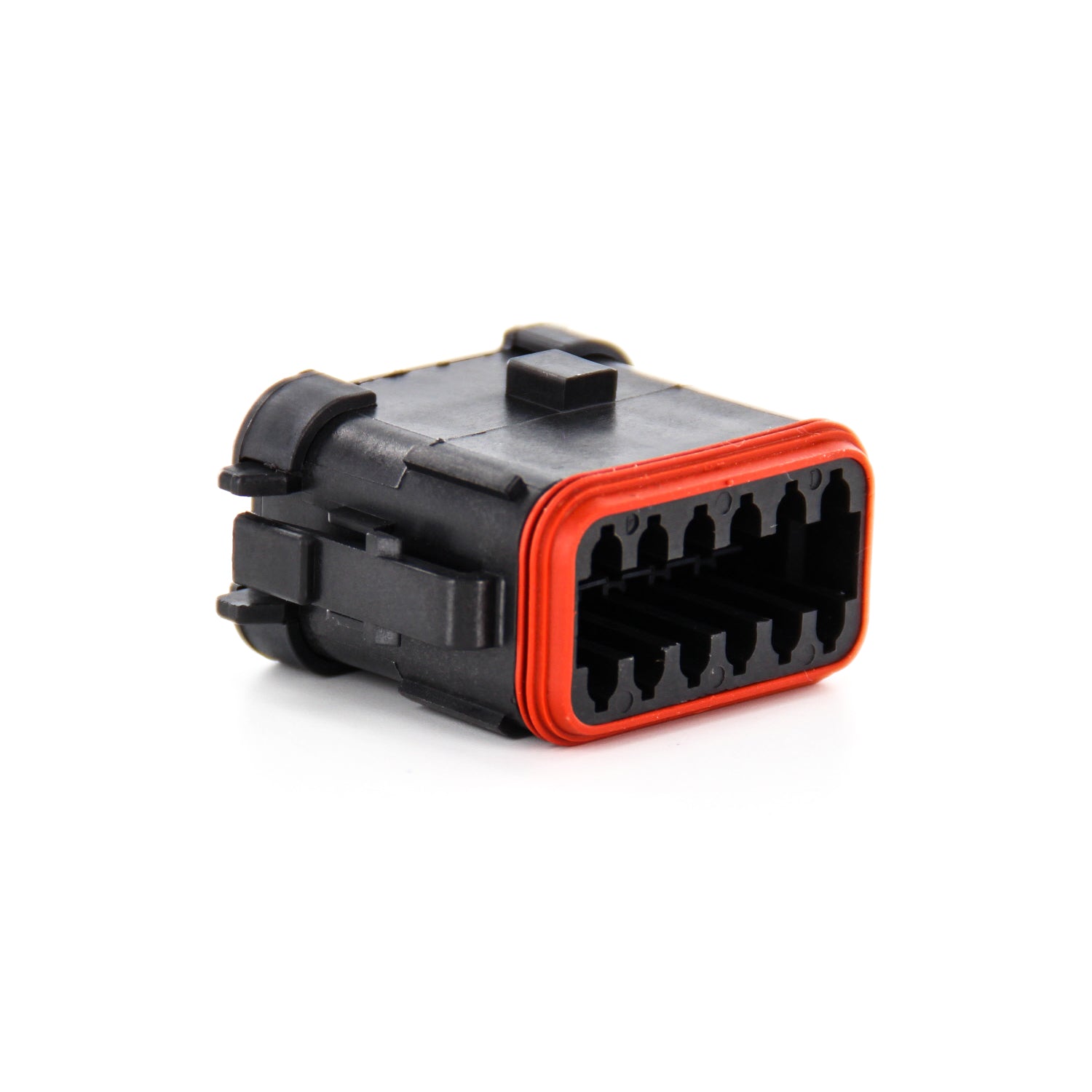DT06-12SB-CE05 - DT Series - 12 Socket Plug - B Key, Enhanced Seal Retention, Reduced Dia. Seals, End Cap, Black