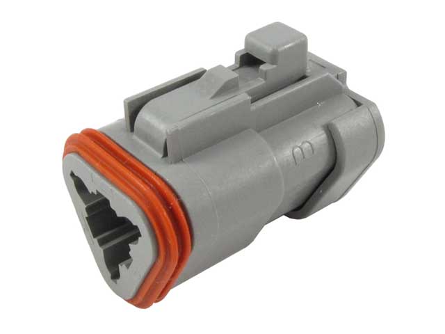 DT06-3S-CE01 - DT Series - 3 Socket Plug - Reduced Dia. Seals, End Cap, Black