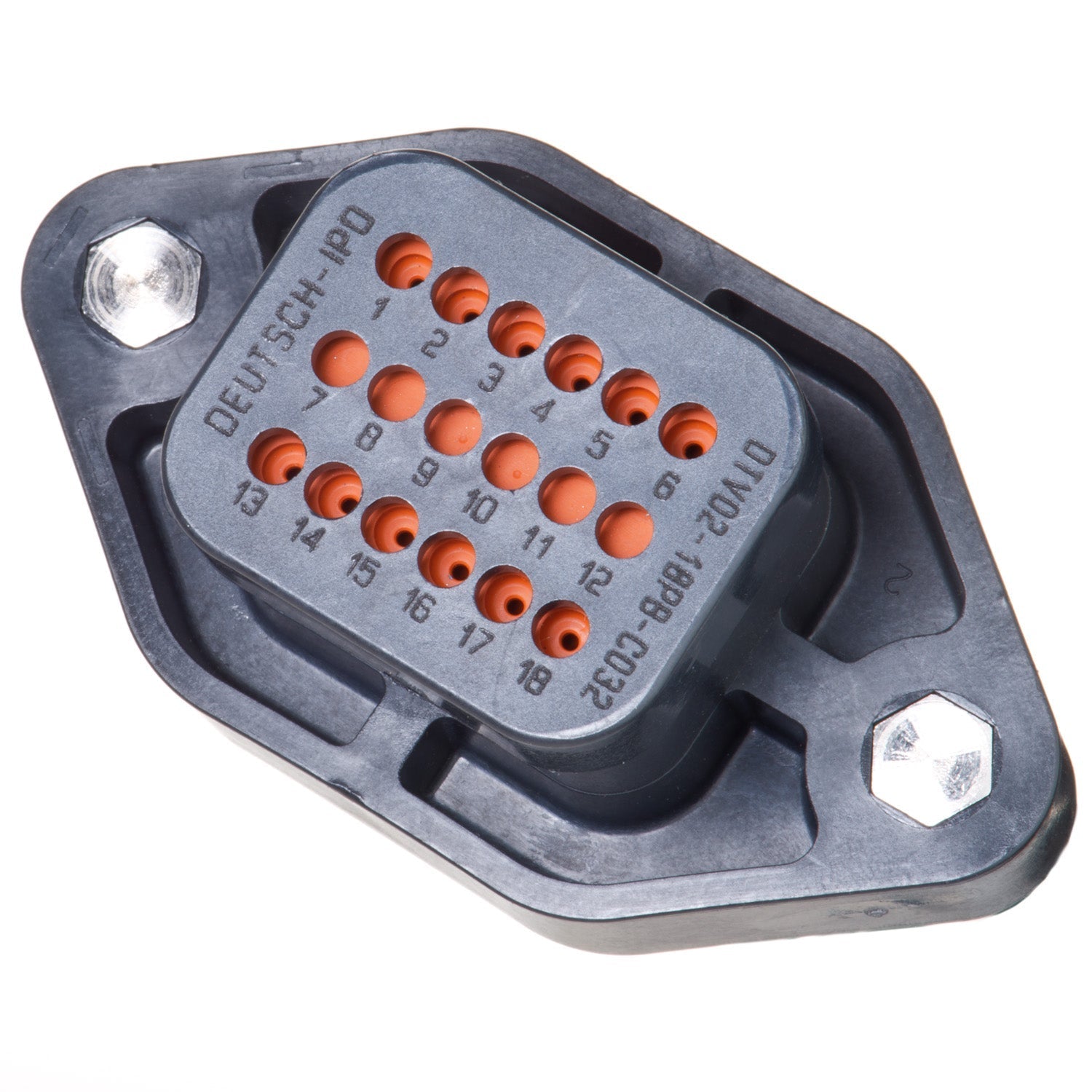DTV02-18PB-C032 - 18 Pin Receptacle - B Key, Cavities 7-12 Blocked, Black - Deutsch DTV Series