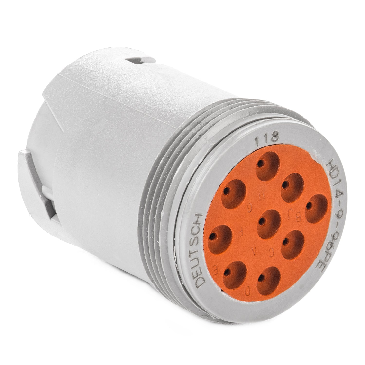HD14-9-96P - HD10 Series - 9 Pin Receptacle - Threaded Rear, Gray
