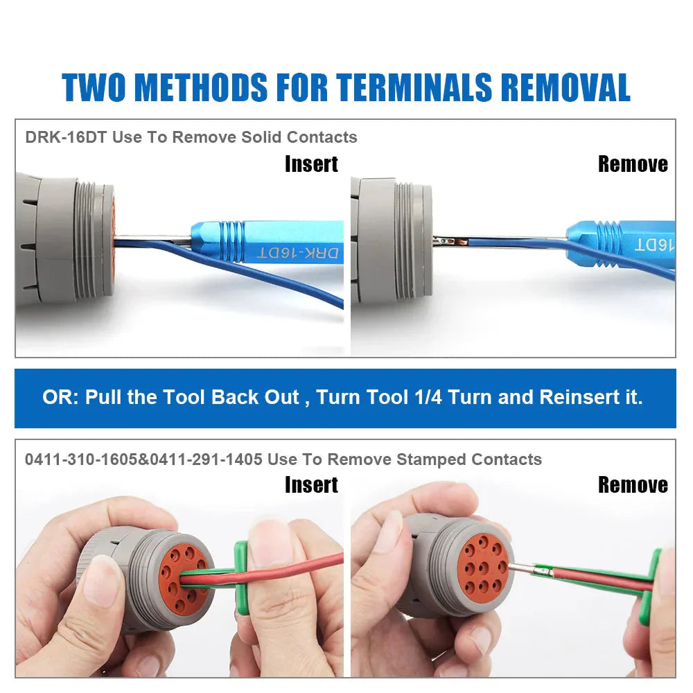 JRready RT1B Pin Extractor Tool – Terminal Removal Tool for Solid & Stamped Contacts Compatible with Deutsch DT / DTM / DTP / HDP / DRC Connectors