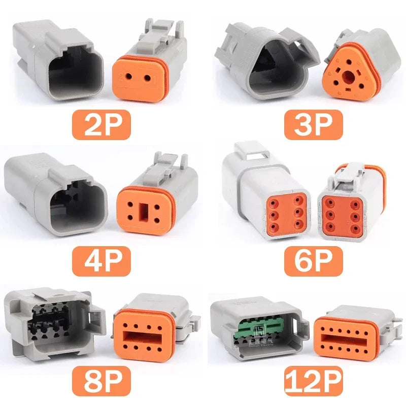 DEUTSCH DT / DTM / DTP / DTF Series IP68 Sealed Connector Kits – 2 to 12 Pin Flange Mount for Automotive, Truck & Marine Wiring Systems